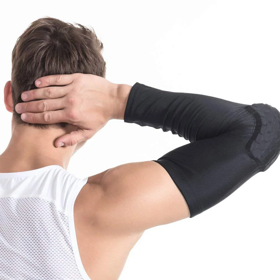 REXCHI 1 PC Honeycomb Sports Elbow Support Training Brace Protective Gear Elastic Arm Sleeve Bandage Pads Basketball Volleyball
