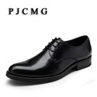 PJCMG модные красныечерные оксфорды мужские деловые на шнуровке из натуральной кожи с острым носком офисные строгие мужские свадебные туфли