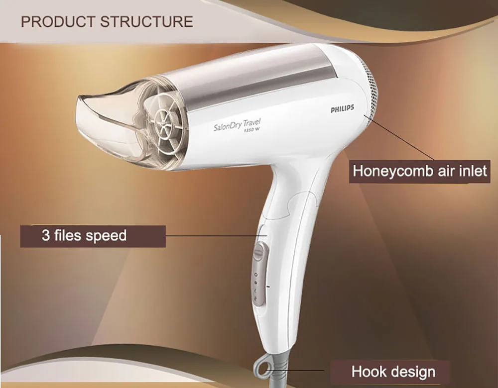 PHILIPS SalonDry Дорожный фен HP4988 со складным дизайном 100-240 В Поддержка горячего и холодного ветра высокой мощности постоянной температуры