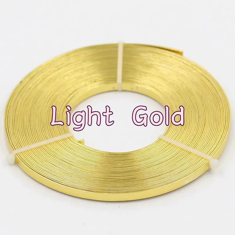Light Gold 10 м/шт. 5 мм X 1 мм(5 мм ширина 1 мм Толщина) плоская алюминиевая проволока из алюминиевых материалов 115 г/рулон - Цвет: Light Gold