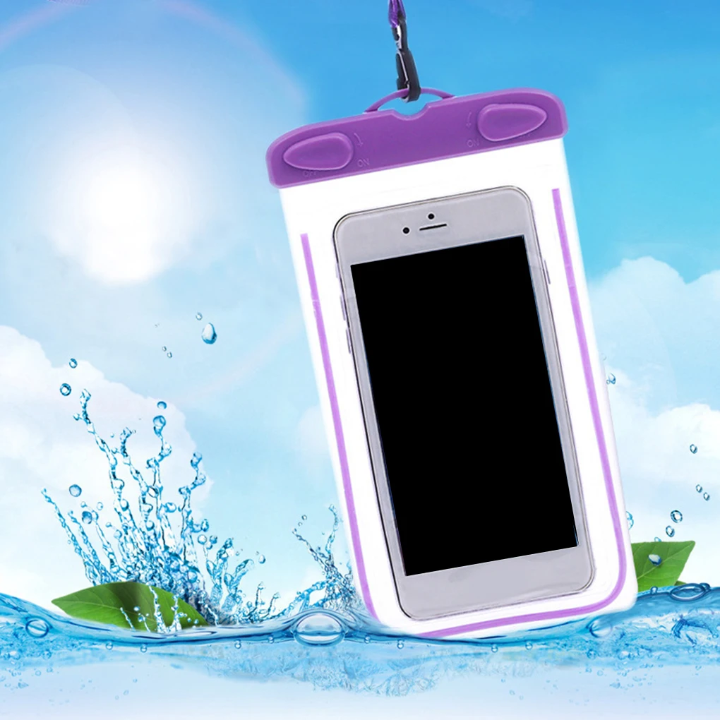 

Swimming Waterproof Phone Underwater Pouch with Strap Noctilucent PVC Cover Bag Dry Case for Smartphones