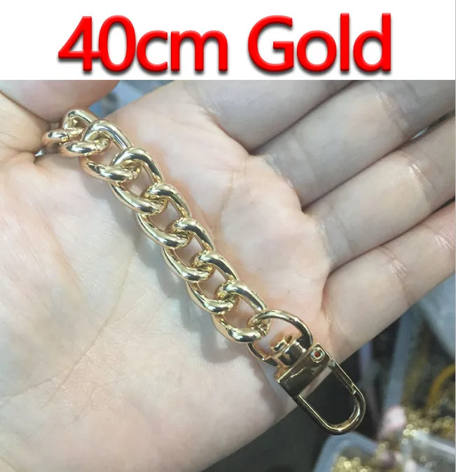 40cm Gold Высококачественные Алюминиевые цепочки, золото, серебро, черный пистолет 10 мм сменный светильник, кошелек, цепочка, сумка на плечо, ремни для маленьких сумок - Цвет: 40cm Gold