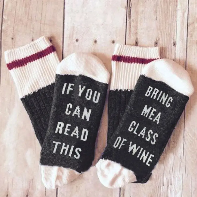 Custom wine socks If You can read this Bring Me a Glass of Wine Socks autumn spring fall 2018 new arrival