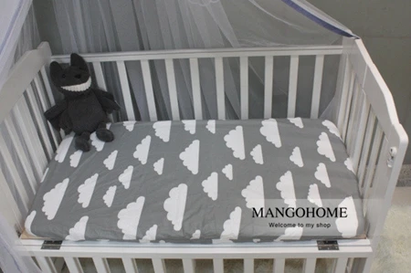 (Наматрасник 1 шт.) 3 цвета Облака Дизайн Хлопок Детская простынь на резинке шт. для