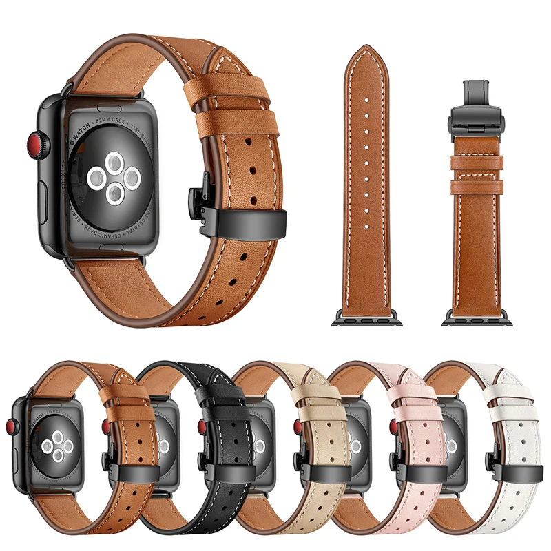 Новейший ремешок для часов Apple Watch из натуральной кожи Butteryfly с пряжкой Series 1 2 3 4 38