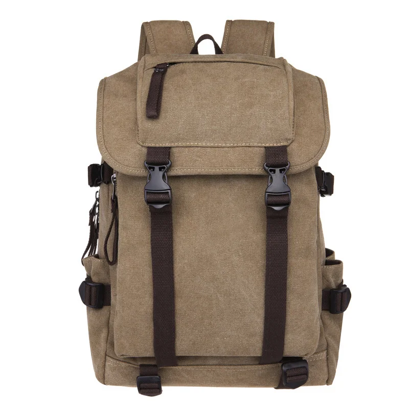Khaki New Classic Men Canvas Travel Laptop Rucksack Shoulder BagsTeenage Boys Backpacks Large School Vintage Students Packet XA270WC - Цвет: Khaki