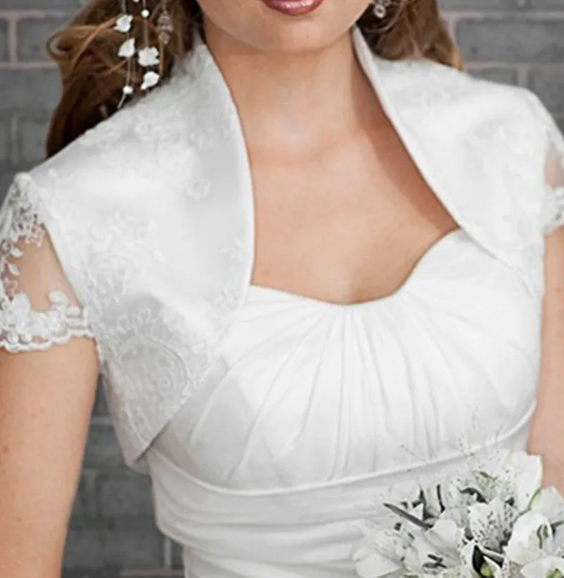 2015 Короткими Рукавами Люкс Обертывания Кот Кружева Свадебное Куртка Свадебный