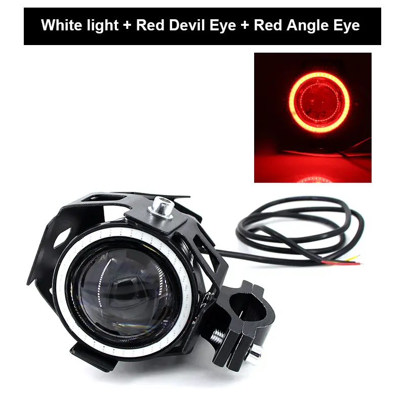 2 шт. 125 Вт мото rcycle головной светильник W/Angel Eye Devil Eye 3000лм мото Точечный светильник U7 светодиодный противотуманный Точечный светильник для вождения декоративная лампа