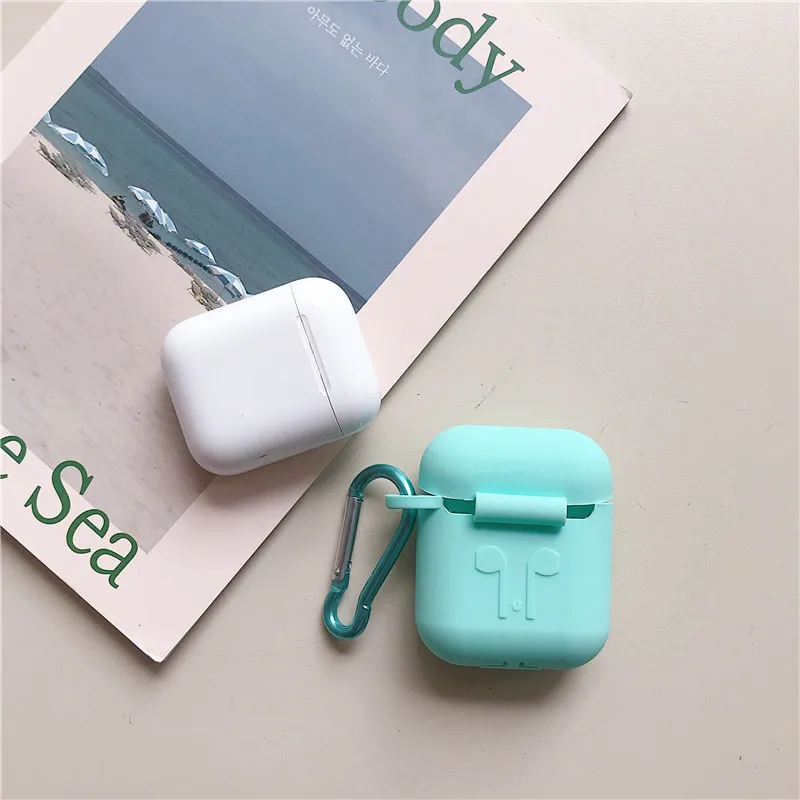 Жидкий силикон чехол для apple Airpods противоударный наушники защитная крышка Водонепроницаемый милый гарнитуры аксессуары с брелок