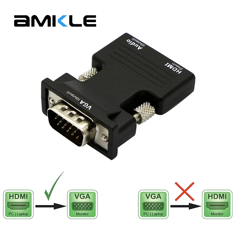Amkle HDMI в VGA адаптер конвертер HDMI Женский в VGA Мужской Аудио Кабель видео конвертер 1080P для ПК ноутбук ТВ монитор проектор