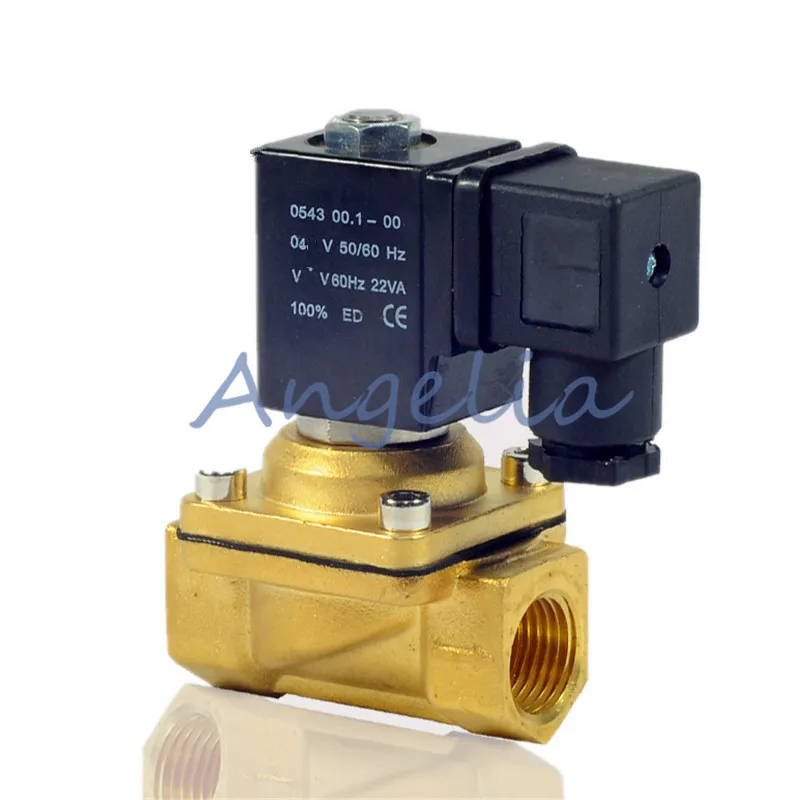 AC220V/110В DC24V/12В G3/8 &quot 1/2&quot 3/4 1&quot BSPP Латунь Электрический Соленоидный клапан