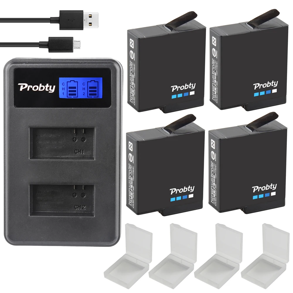 PROBTY 1680mAh аккумулятор или 2 слота зарядное устройство Комплект для Gopro Hero 7 Black 6 5|hero 4