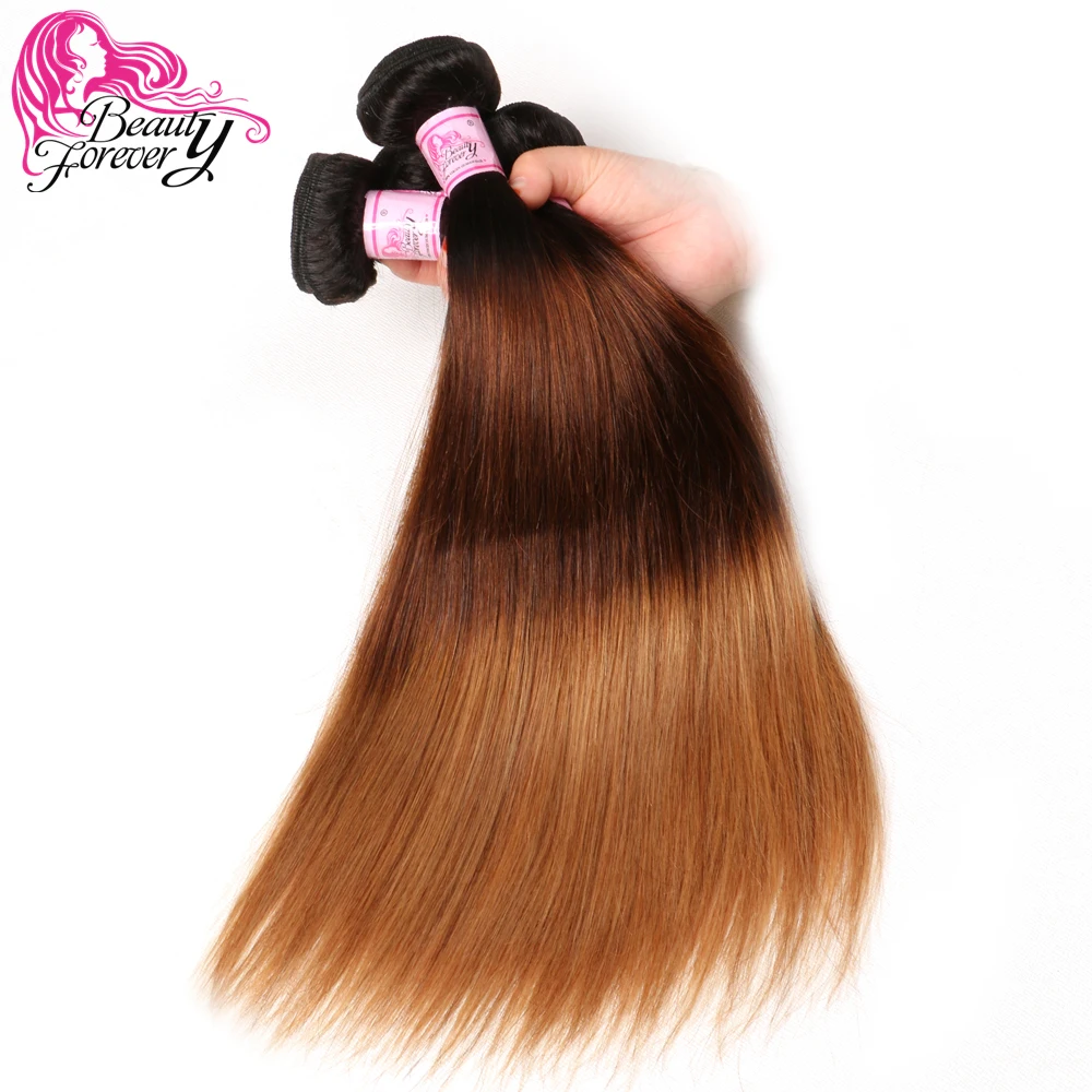 Волосы Beauty Forever прямые с эффектом омбре уток Remy 1 комплект три тона T1B/4/27