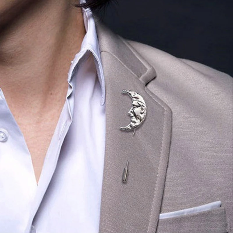 Unisex Men Sun Moon Brooch Pins Collar Suit Stick Breastpin Lapel Pin Accessories For Gift | Украшения и аксессуары