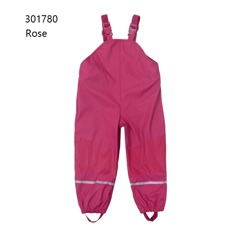 Rose 301780 Водонепроницаемые штаны для детей; теплые флисовые комбинезоны для маленьких мальчиков; зимний комбинезон из искусственной кожи для девочек; комбинезон для дождливой погоды; одежда для маленьких мальчиков - Цвет: Rose 301780
