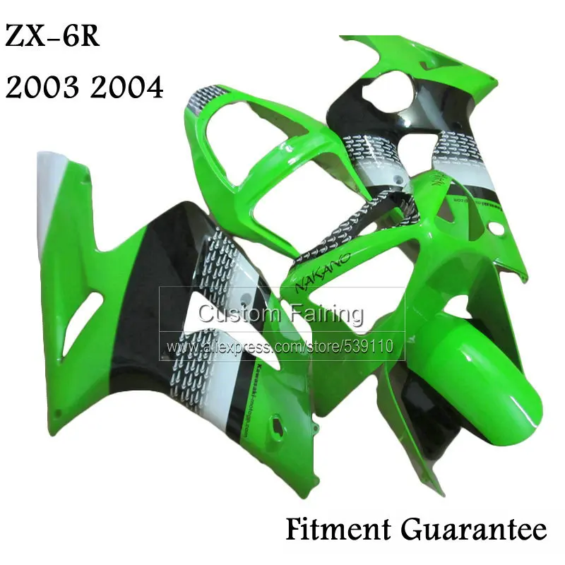 Комплект обтекателей зеленого цвета для Kawasaki zx6r zx 6r Ninja 03 04 2003 2004 Обтекатели литья