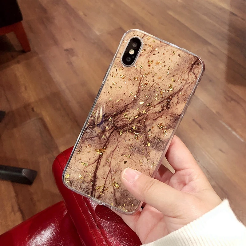 Для iphone 7 XR Marbel золотой фольги блестящий чехол для X XS MAX мягкий силиконовый задний