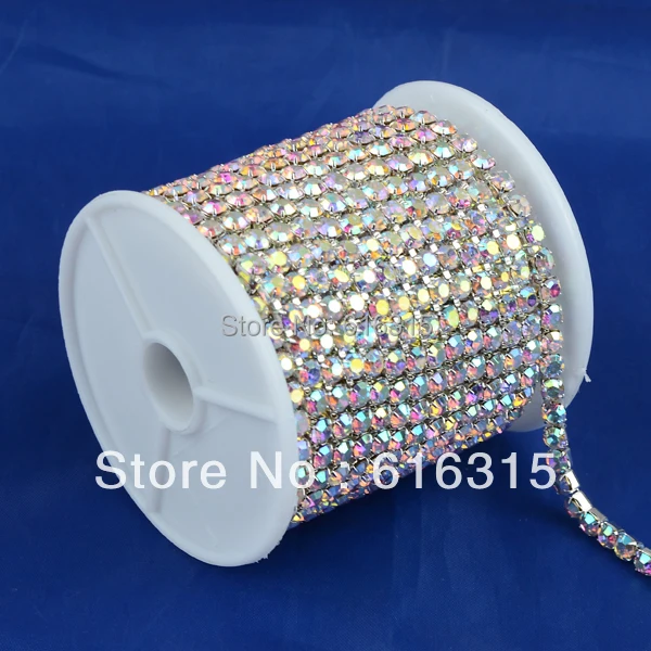 2 мм позолоченная цепь стразы с кристаллами ab цветная металлическая для обрезки