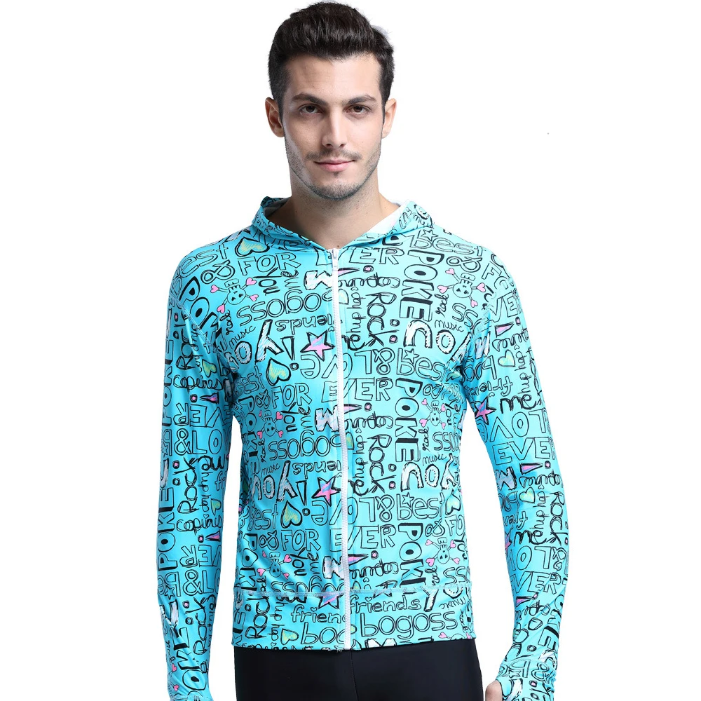 Мужской купальник с капюшоном длинным рукавом защитой от УФ лучей|rash guard jacket|hooded