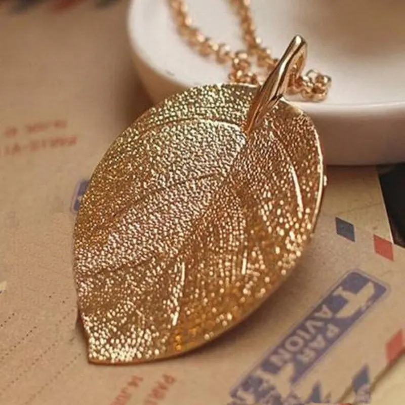 leaf Rinhoo модный свитер пальто ожерелье s дамы девушки Специальные Листья лист кулон ожерелье длинная цепь ювелирные изделия для женщин подарок - Окраска металла: leaf