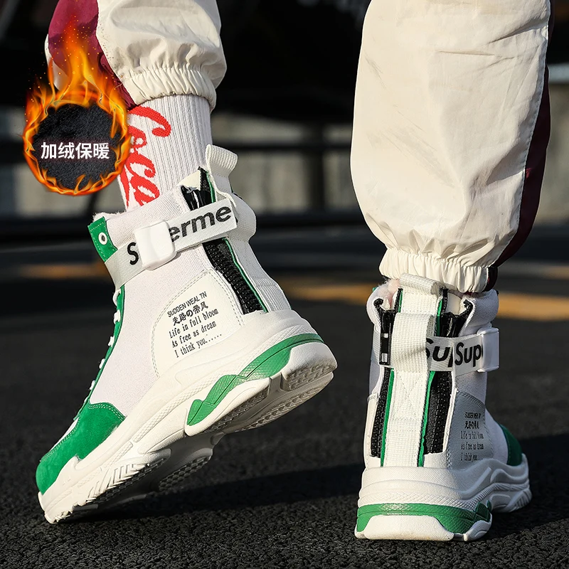 Зимняя фланелевая Теплая мужская обувь с высоким берцем 100 компл. кроссовок Gaobang