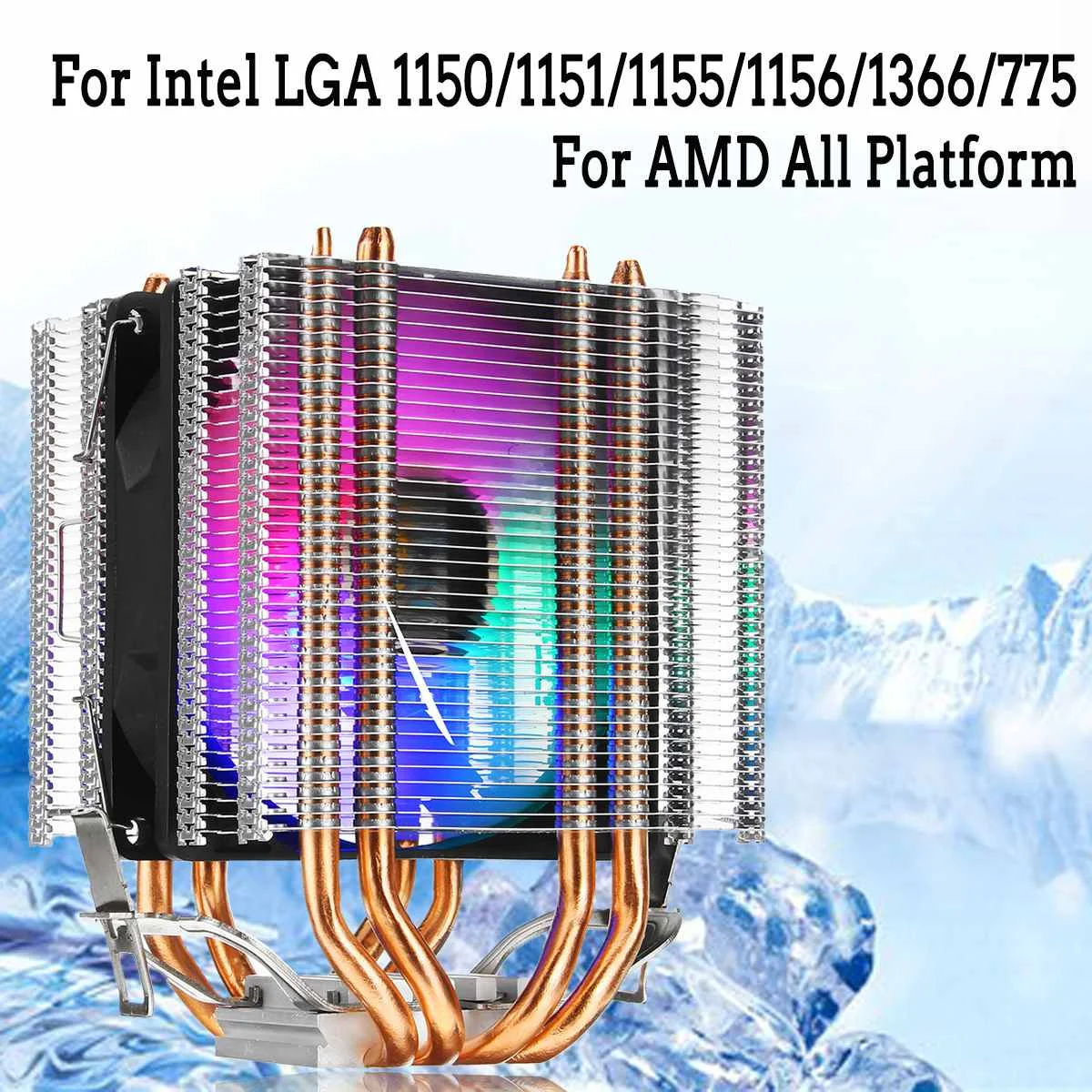Для Intel LAG 1155 1156 775 для AMD Socket AM3/AM2 RGB светодиодный кулер для процессора вентилятор с 4 тепловыми трубками двойной башенный 4-контактный кулер охлаждающий вентилятор Радиатор