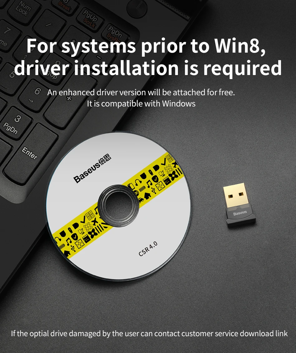 Baseus USB Bluetooth адаптер ключ для компьютера ПК PS4 мышь Aux аудио Bluetooth 4,0 4,2 5,0 музыкальный приемник с динамиком передатчик