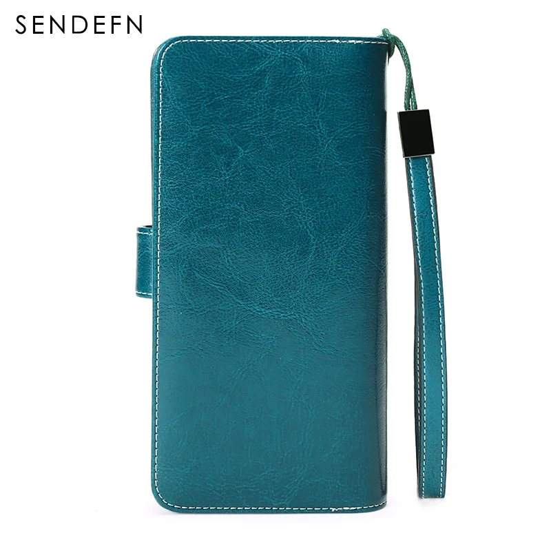 Sendefn 2018 new fashion personality long ladies wallet split leather and women's zipper phone bag | Багаж и сумки