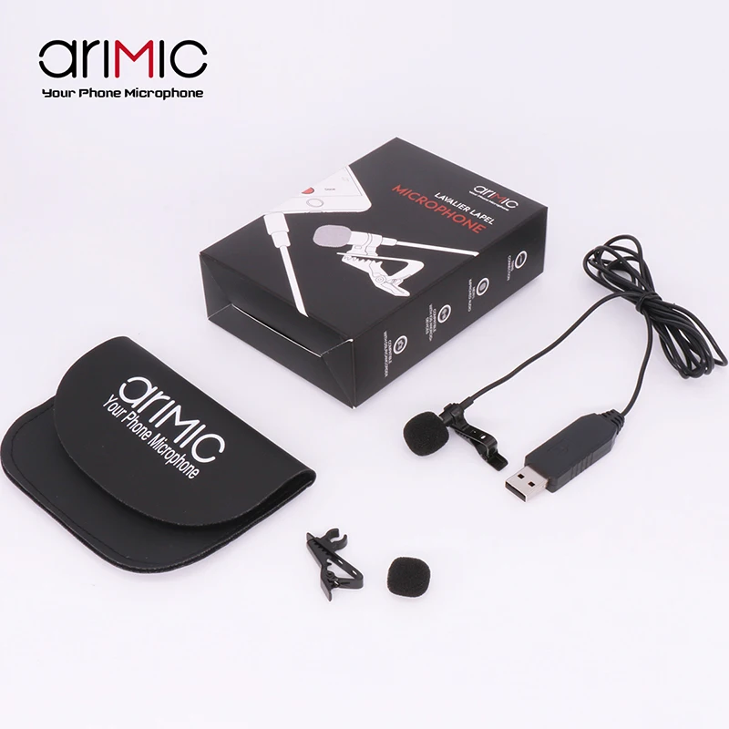AriMic USB Запись Lavalier микрофон клип на лацкане всенаправленный конденсаторный для