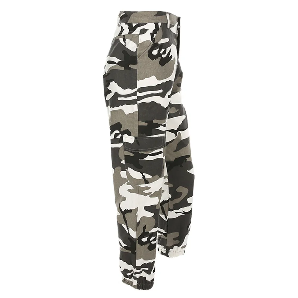 2019 fashion trend new high-quality hot women models Women Sports Camo Cargo Pants Outdoor Casual Camouflage Trousers Jeans | Женская