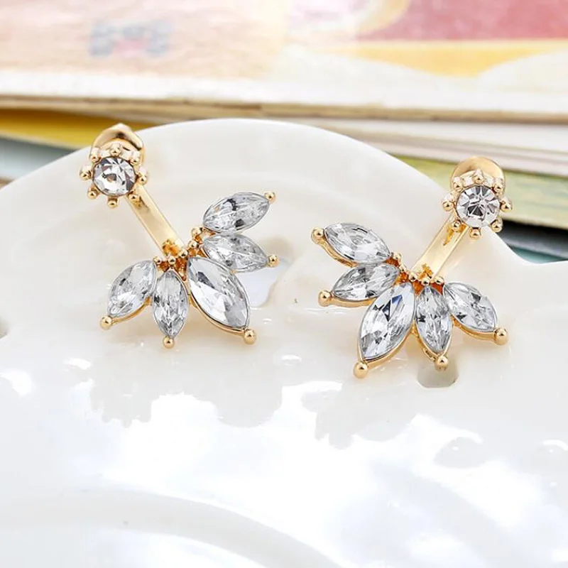 SMJEL Новые кристальные серьги с цветком, прокол ушной манжеты, ювелирные изделия для свадебной моды для девочек, кубический циркониевый водяной капельный серьги для заколок, женщины.