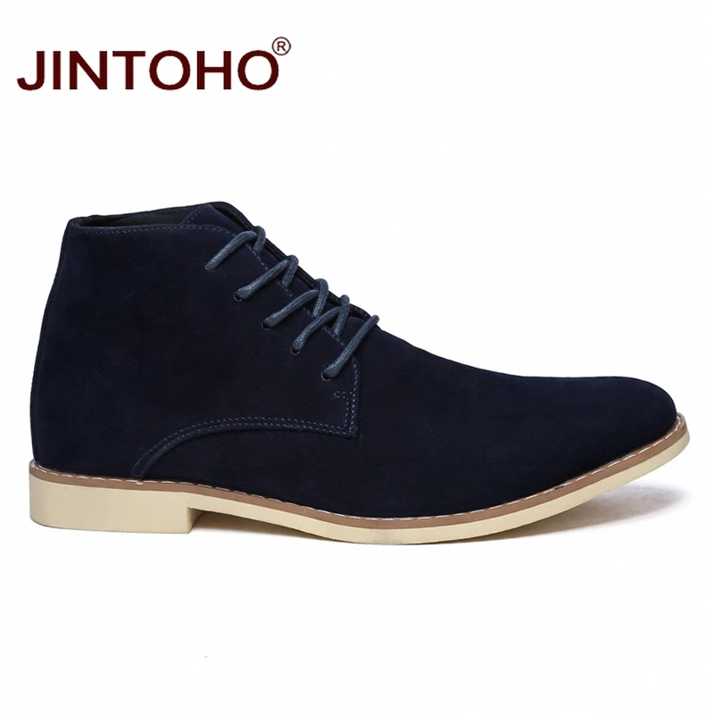 JINTOHO 2018 Новая мужская зимняя обувь модные мужские замшевые ботинки из свиной кожи