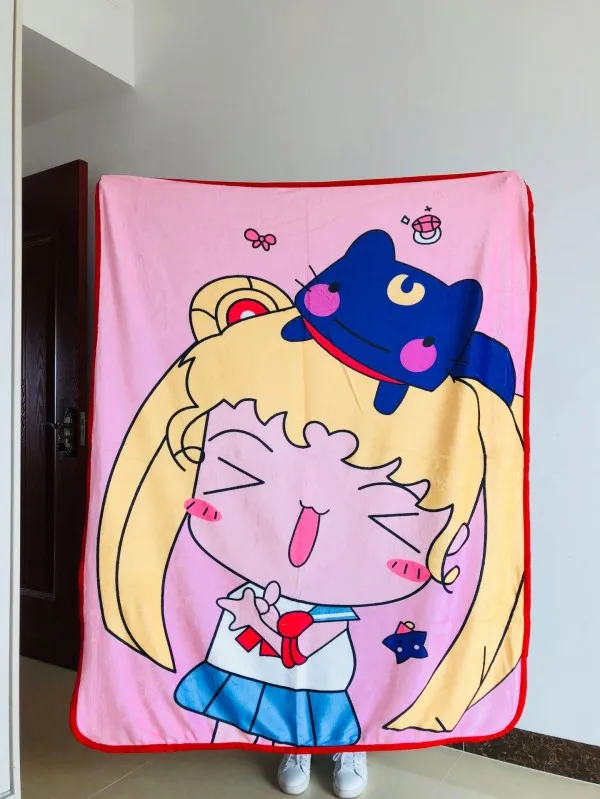 Аниме для девочек, одеяло Сейлор Мун/Kawaii Tsukino Usagi, Флисовое одеяло для путешествий/для дома и офиса, на диван/Летний мягкий коврик с изображением самолета