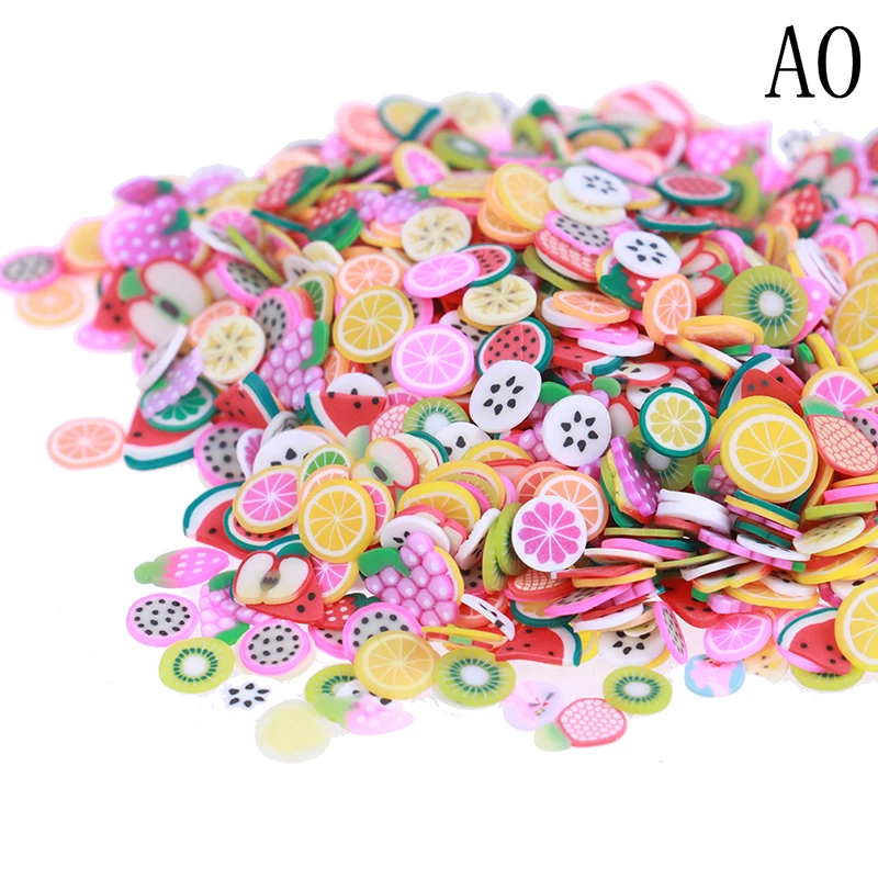 

1000Pcs DIY Clear Slime Clay Nail Jewelry Mobile Slime Diy Supplies Plasticine Addition Soft Ceramic Fruit Mixed Fruit Leaves