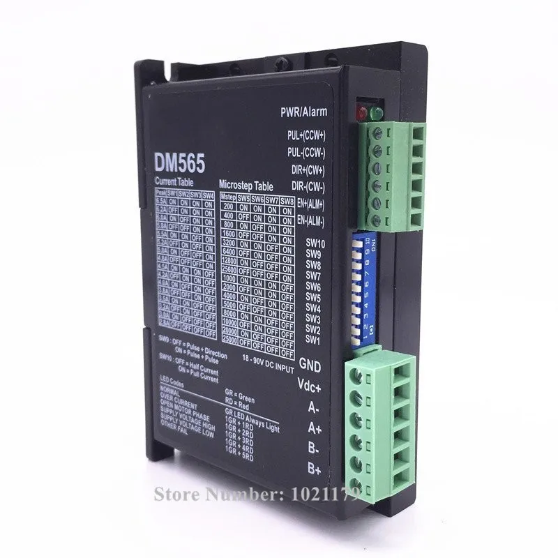 

Free shipping DM565 2 phase 57 86 step motor driver 1.0A-6.5A 18V-90V DC motor driver for Nema 34 Motor