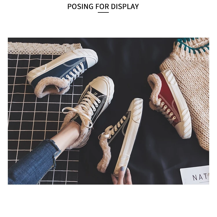 2018 женская зимняя обувь Новая модная Повседневная парусиновая Мягкая плюшевая