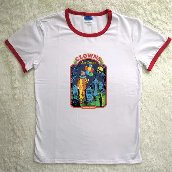 Женские футболки хильбилли Харадзюку 80s 90s Let's Call The Exorcist, забавные, лидер продаж, футболки с красной горловиной из полиэстера и спандекса, мягкие футболки - Цвет: RT18