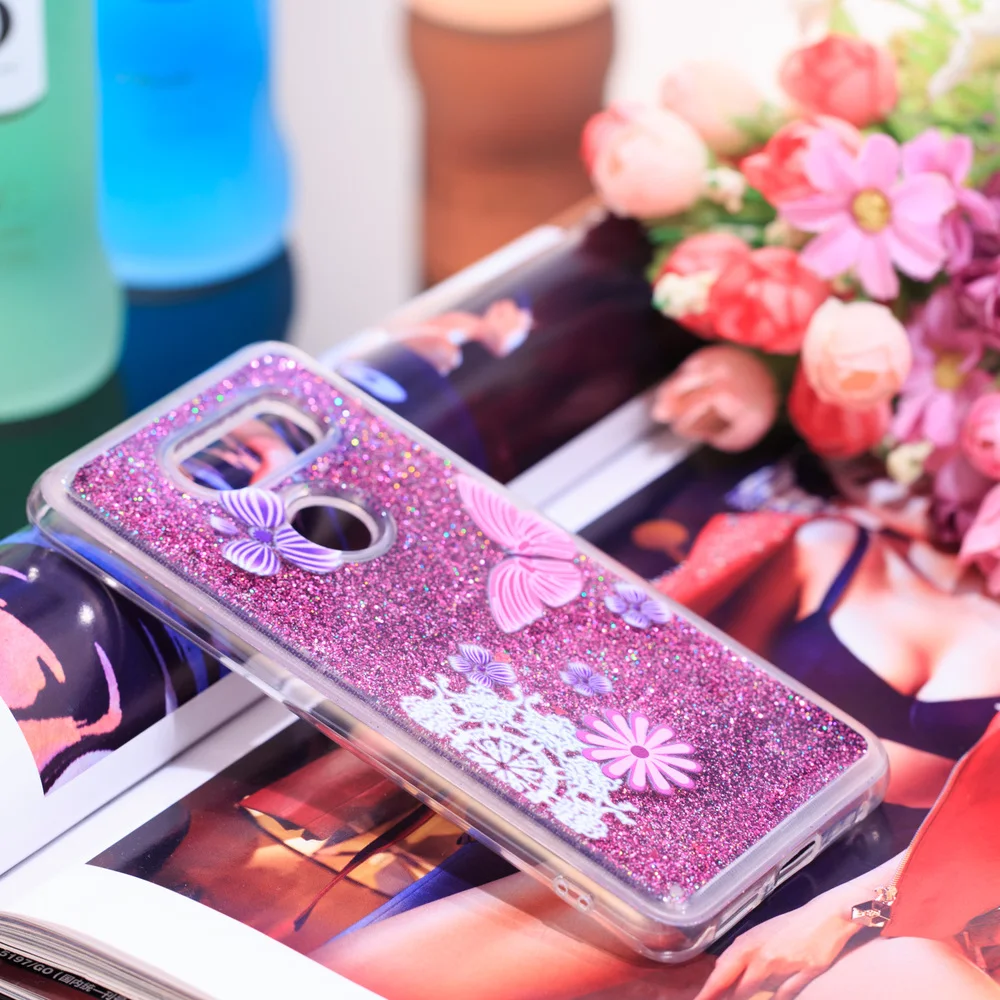 Чехол сверкающий с блестками для LG V30 + Plus милый динамический жидкий зыбучий песок