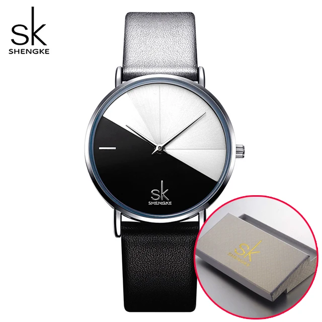 Black in Box SHENGKE женские креативные Модные женские кварцевые часы коричневые кожаные часы необычные часы водонепроницаемые наручные часы Montre Feminino - Цвет: Black in Box