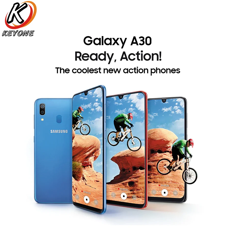 Мобильный телефон samsung Galaxy A30 A305F-DS, 4G LTE, 6,4 дюймов, 4 Гб ОЗУ, 64 Гб ПЗУ, четыре ядра, Android 9,0, отпечаток пальца, две sim-карты