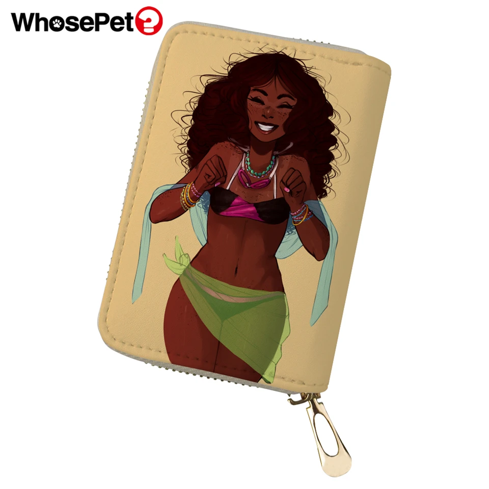 WHOSEPET Travel Wallet Case Coin Purse African Girls Prints Women PU Leather ID Card Cover Mini Business Holder for Ladies | Багаж и сумки