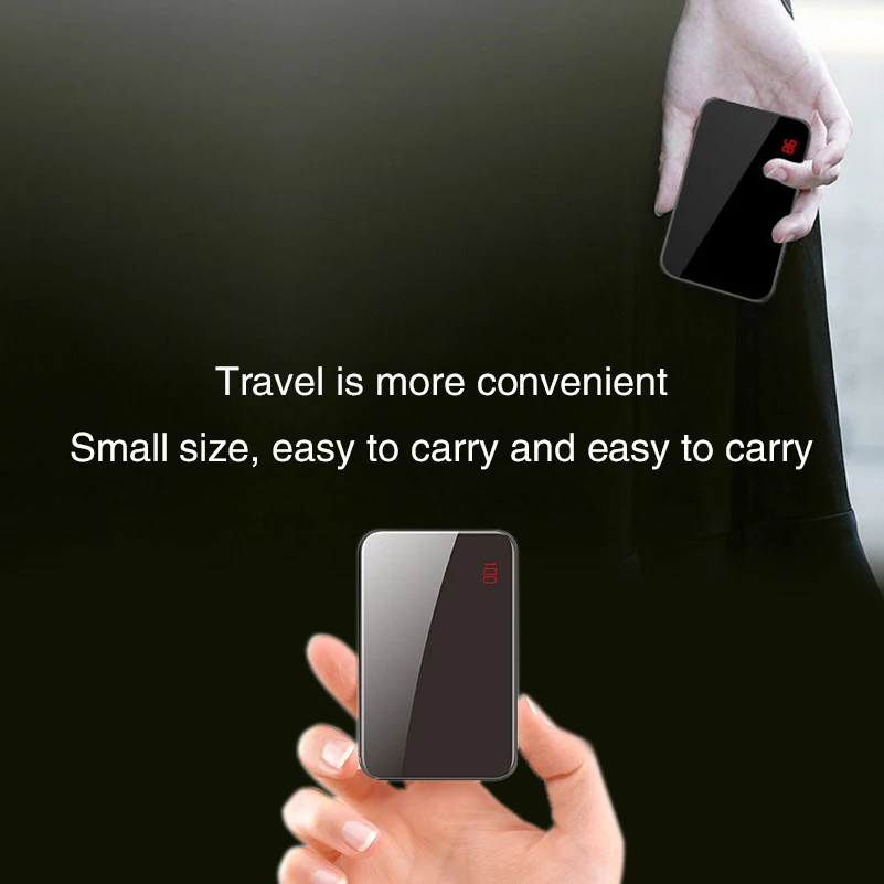 ЖК-дисплей mi ror экран тонкий mi ni power Bank 8000 мАч для Xiaomi mi iphone 3 в 1 Встроенная линия портативное зарядное устройство Быстрая зарядка power bank