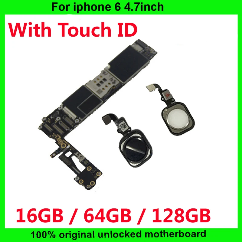 Оригинальная чистая разблокированная материнская плата iCloud с/без Touch ID для iphone 6 16