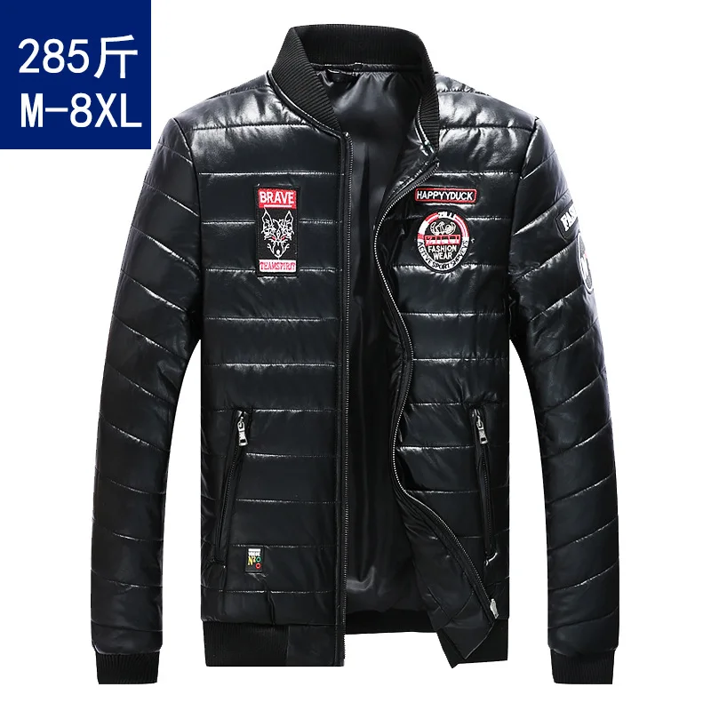Мужская зимняя куртка Размеры M ~ 7XL 8XL из искусственной кожи с вышивкой парка Поло