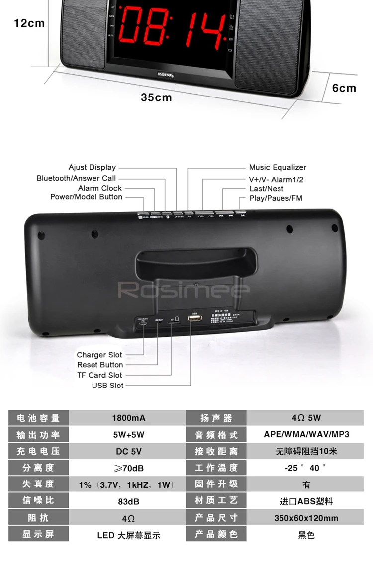 LEADSTAR FM радио Bluetooth динамик Handfree глубокий бас беспроводной динамик со светодиодный дисплей Пульт дистанционного управления микрофоном suppoero TF карта USB
