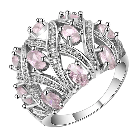 Модное женское кольцо с голубым кристаллом, большое обручальное кольцо для женщин, романтическое кольцо Bague Femme, серебряное кольцо, женское ювелирное изделие