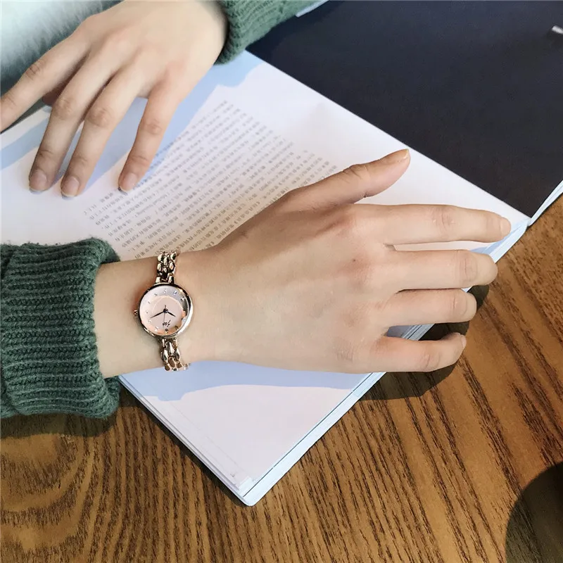 Женские часы браслет модные кварцевые из нержавеющей стали с бриллиантом