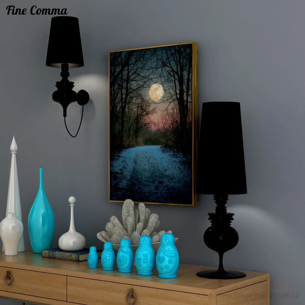 Beste Mooie Moon Abstract Art 100% Handgeschilderde Olieverf Grote Size Canvas Kunst Home Decor Art Pictures Voor Living Kamer