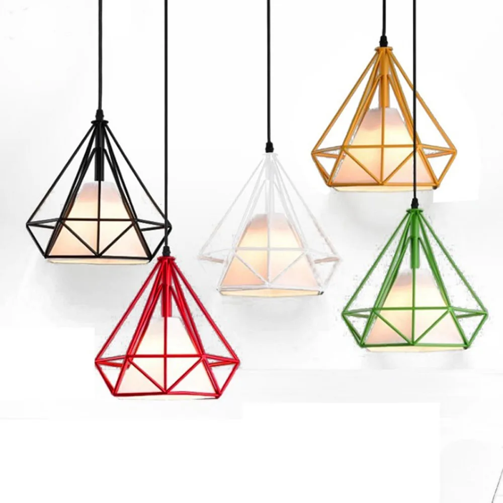 Светодиодная лампа с цветными птицами подвесные светильники пирамида розовая