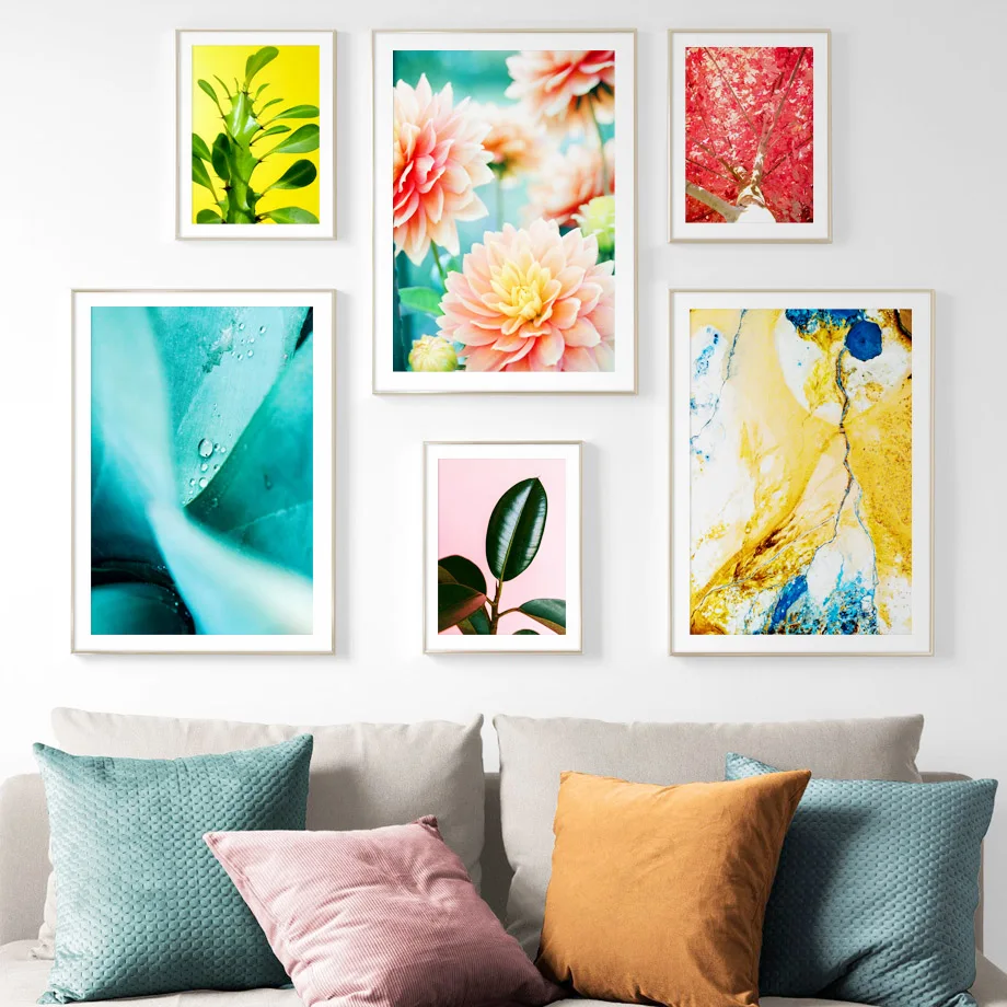 

Wall Art Canvas Painting Green Plant Rubber Leaf Flower Nordic Posters And Prints Landscape Wall Pictures For Living Room Decor